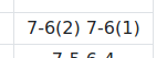 A set-by-set score