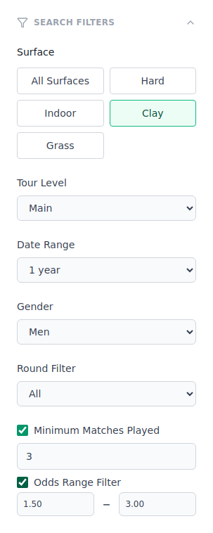 The Search Filters sidebar